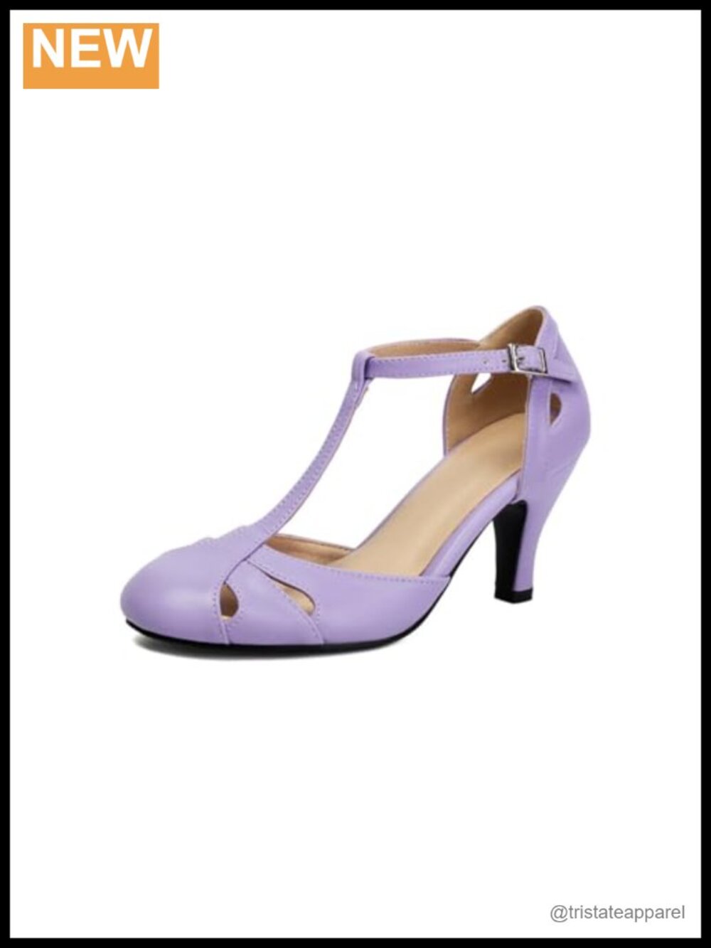 Women's Mary Jane T-Strap Block Heel Pumps Retro Closed Round Toe 2.76 IN Heel